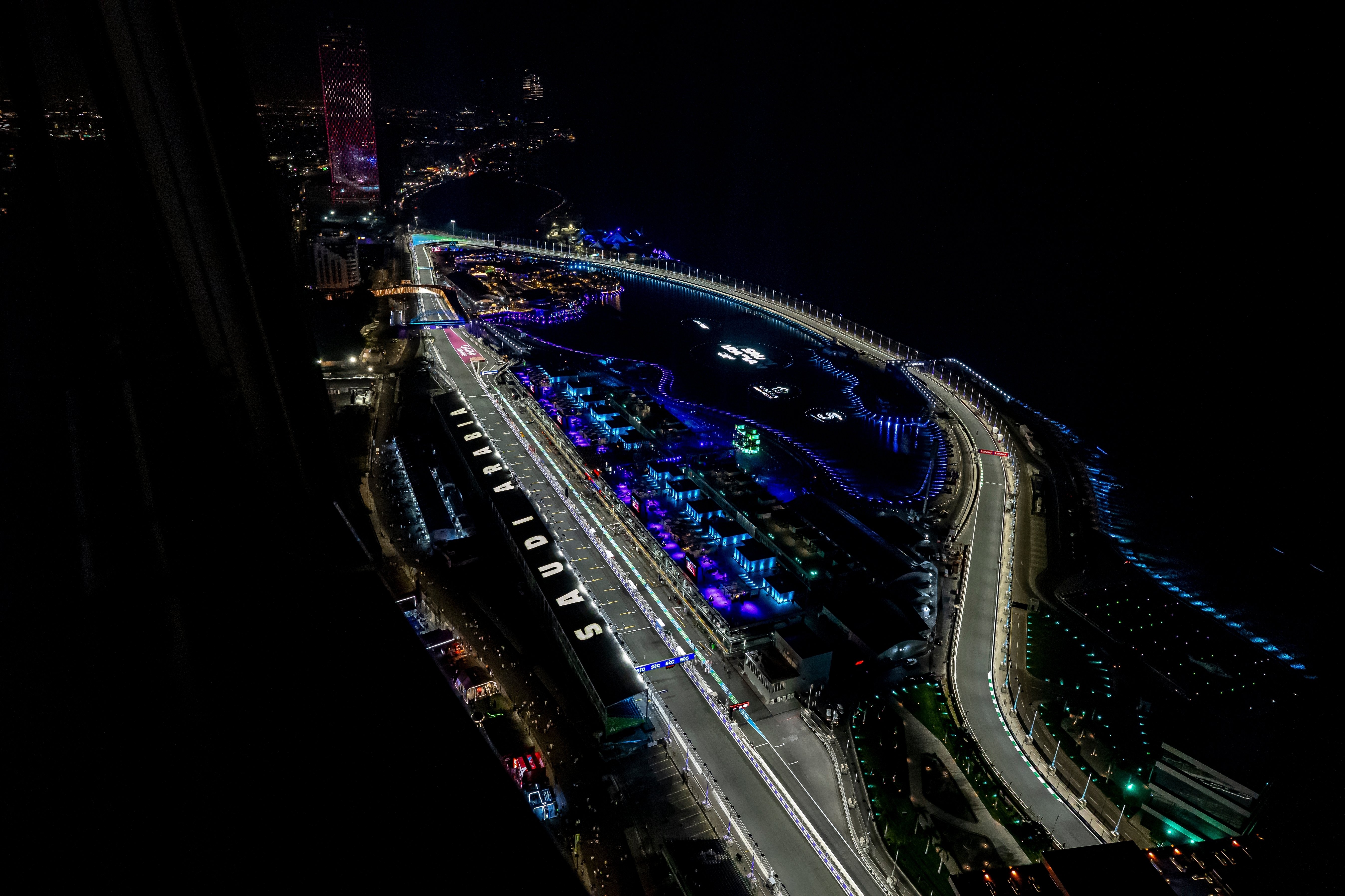 Motorsports in Saudi Arabia, Jeddah Corniche Circuit at night